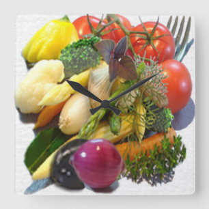 FRUIT & VEGETABLES SQUARE WALL CLOCK
