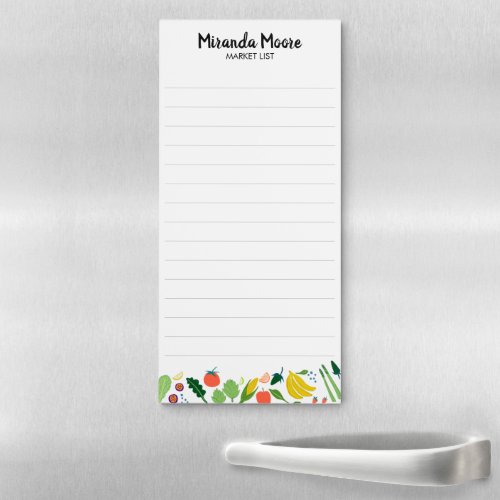 Fruit  Veggie CUSTOM Grocery Shopping Market List Magnetic Notepad