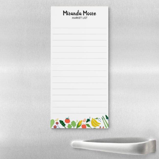 Fruit & Veggie CUSTOM Grocery Shopping Market List Magnetic Notepad