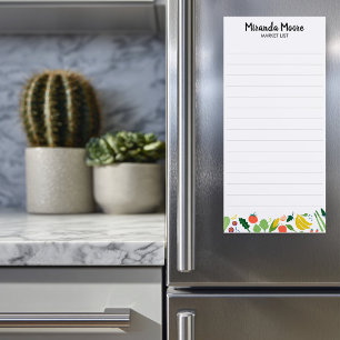 Fruit & Veggie CUSTOM Grocery Shopping Market List Magnetic Notepad