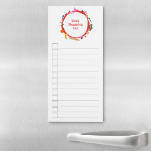 Fruit & Veggie Picnic CUSTOM Grocery Shopping List Magnetic Notepad