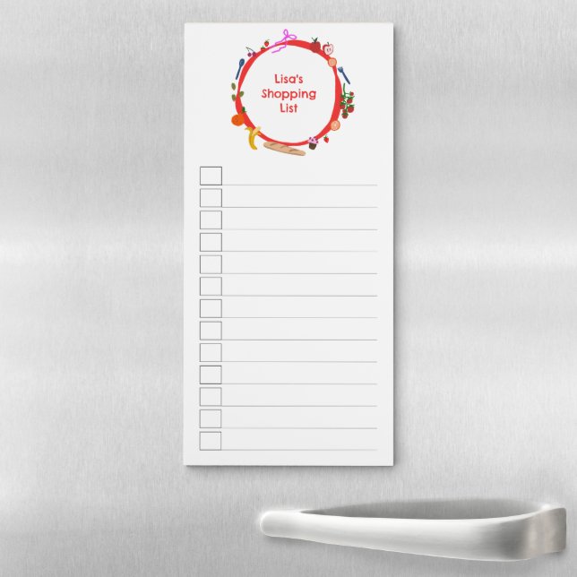 Fruit & Veggie Picnic CUSTOM Grocery Shopping List Magnetic Notepad (In Situ)