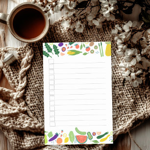 Fruit & Veggies Border Grocery Shopping Checklist Post-it Notes