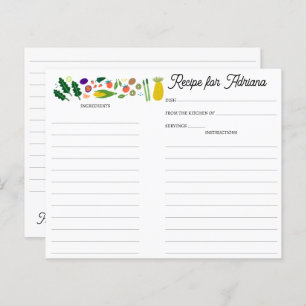 Fruit Veggies CUSTOM Bridal Shower Recipe Card