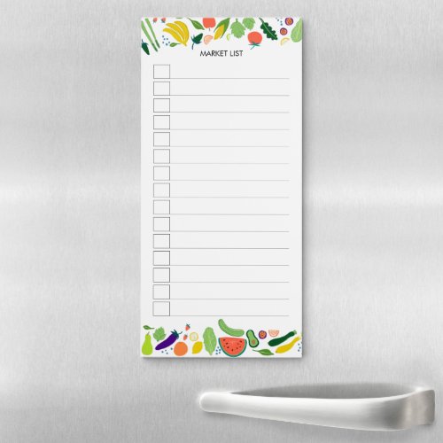 Fruit  Veggies Grocery Shopping Market Checklist Magnetic Notepad