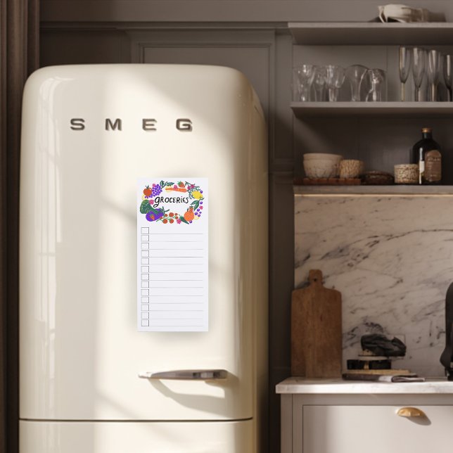 Fruit & Veggies Illustration Grocery Shopping List Magnetic Notepad (Fruit & Veggies Illustration Grocery Shopping List Magnetic Notepad
)