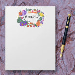 Fruit & Veggies Illustration Grocery Shopping List Notepad<br><div class="desc">Make your shopping lists in style with this customizable grocery shopping,  meal planning or to-do list notepad. Customize or add text to suit your needs. Add lines if you like. Check my shop for more sizes and styles!</div>