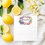Fruit & Veggies Illustration Grocery Shopping List Notepad<br><div class="desc">Make your shopping lists in style with this customizable grocery shopping,  meal planning or to-do list notepad. Customize or add text to suit your needs. Keep or delete the lines too. Check my shop for more sizes and styles!</div>