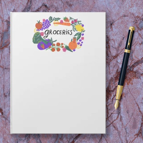 Fruit  Veggies Illustration Grocery Shopping List Notepad