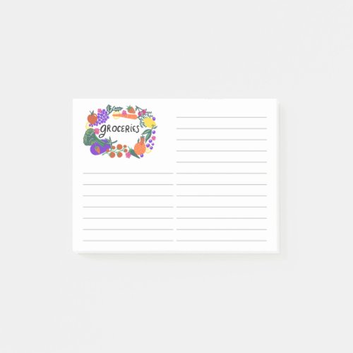 Fruit  Veggies Illustration Grocery Shopping List Post_it Notes