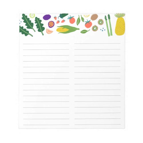 Fruit Veggies Meal Planning Grocery Shopping List Notepad