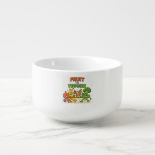 Fruit vs Veggies – Funny Tug of War Cartoon Design Soup Mug