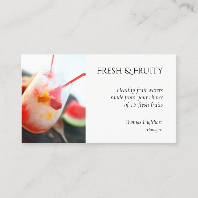 Fruit water with peach and watermelon business card (Front)