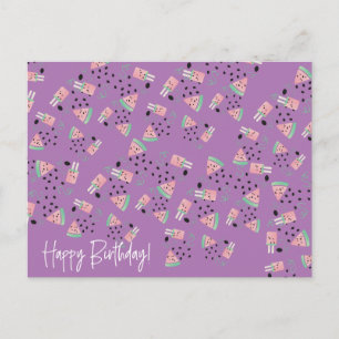 Fruit Watermelon Ice Cream and Seed Fun Pattern Postcard