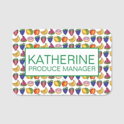 Fruit Watermelon Lemon Apple Banana Grocery Store Name Tag