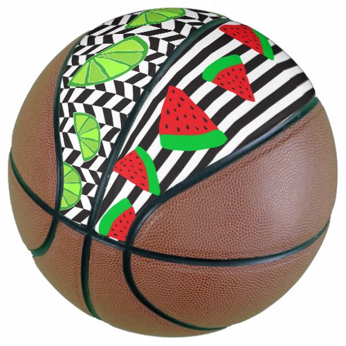 Fruit Watermelon Stripe Lime Herringbone Basketbal Basketball