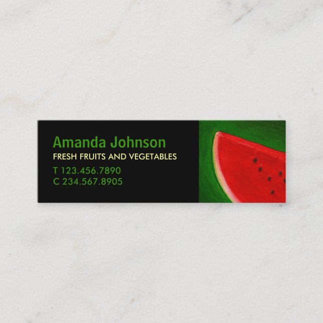 Fruit Watermelon Vivid Custom Mini Business Card (Front)