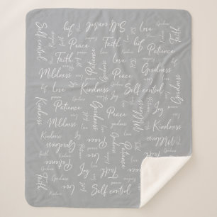 Fruitage of the Spirit Sherpa Blanket Gray and Whi