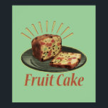 Fruitcake Fruit Cake Poster<br><div class="desc">If you think fruitcake is yummy or think it should be used as a door stop, the humorous and retro Fruitcake design is for you! Typically fruitcakes are made with candied fruit, nuts and spices. This retro, pop art fruitcake design looks as if it could have come out of a...</div>