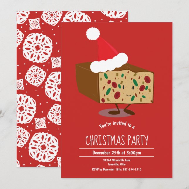 Fruitcake Santa Hat Party Christmas Invitation (Front/Back)