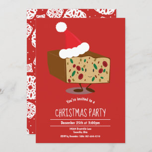 Fruitcake Santa Hat Party Christmas Invitation