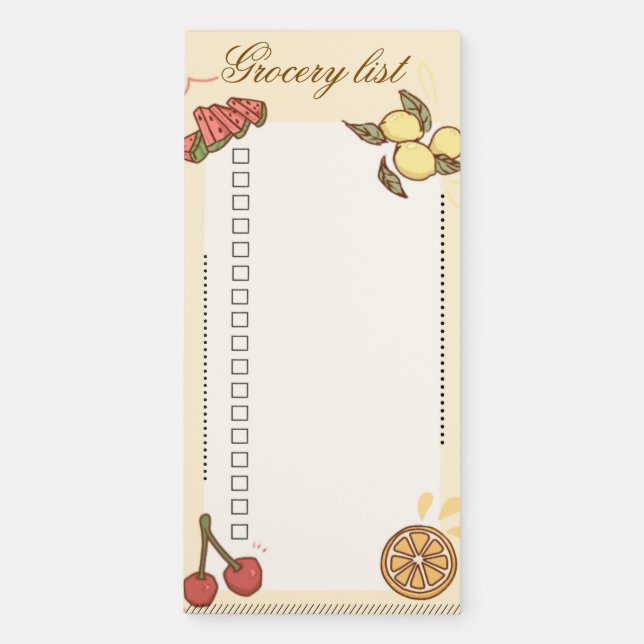 Fruitful grocery list magnetic notepad (Front)