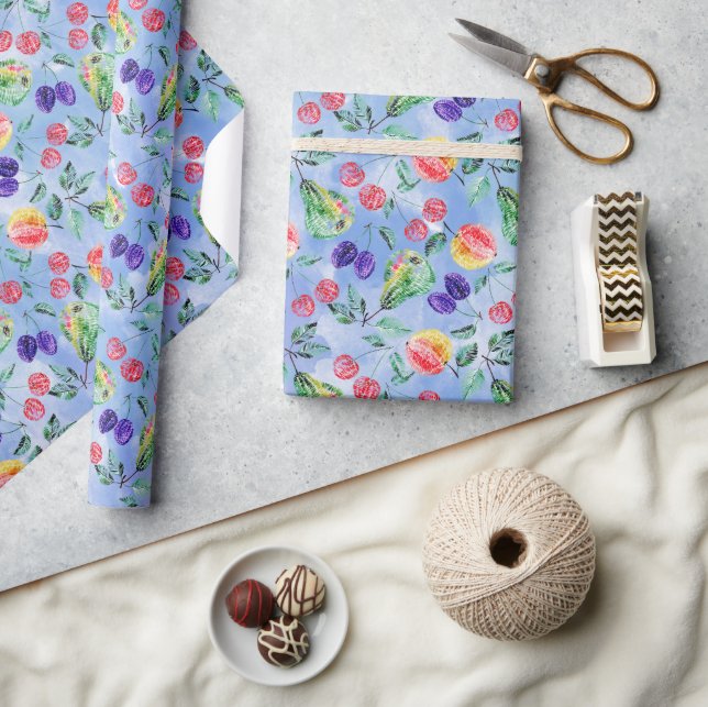 Fruits and berries.  wrapping paper (Crafts)