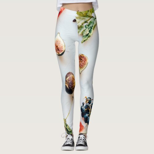 Fruits and dry foods and leaves pattern  leggings