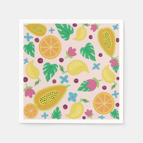 fruits and floral napkins