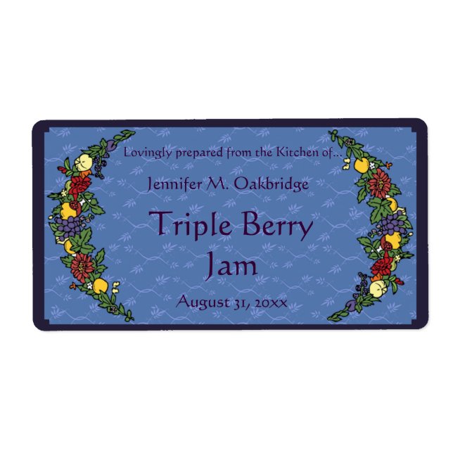 Fruits and Flowers Canning Jar Label (Front)