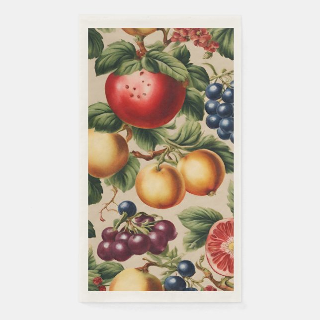 Fruits and Flowers from Luxury Italian Garden Paper Guest Towels (Front)