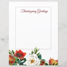 Fruits and Flowers Thanksgiving Stationery