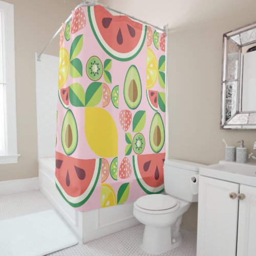 Fruits and leaves pattern shower curtain