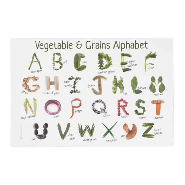 Fruits and Vegetables Alphabet  Placemat (Back)