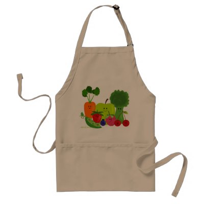 Fruit and Vegetables on Green Adult Apron ready to ship