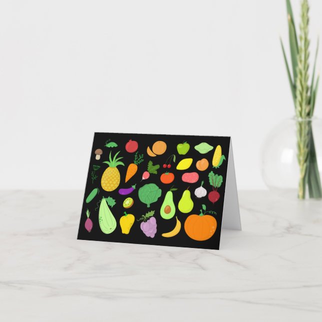 Fruits and Vegetables Blank Note Card (Front)