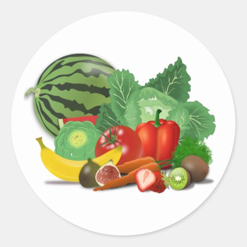 Fruits and vegetables classic round sticker