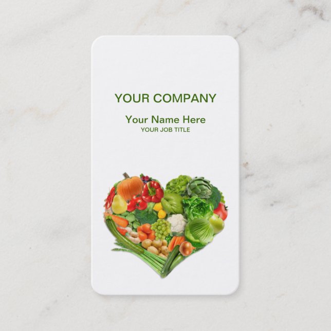 Fruits and Vegetables Heart Business Business Card (Front)