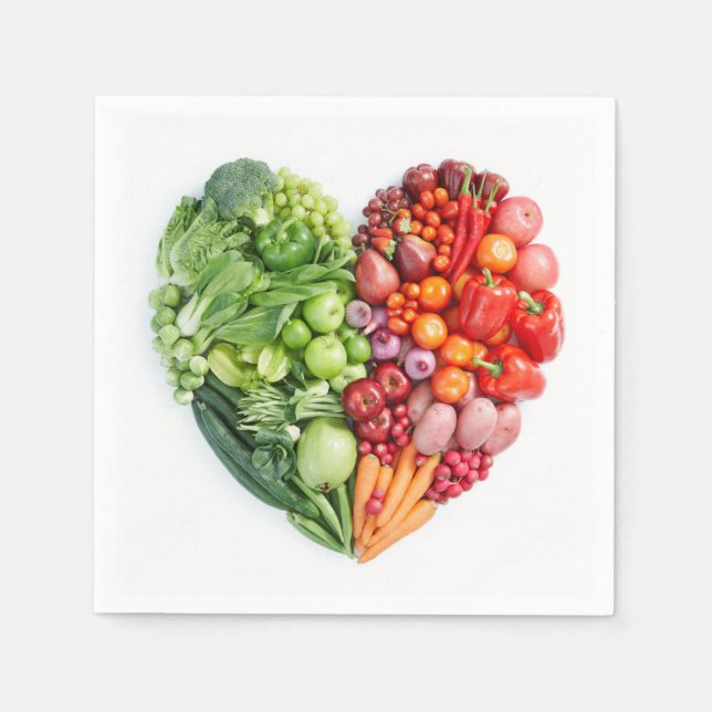 Fruits and Vegetables Heart Paper Napkins (Front)