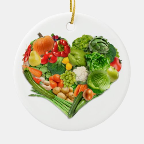 Fruits and Vegetables Heart _ Vegan Ceramic Ornament