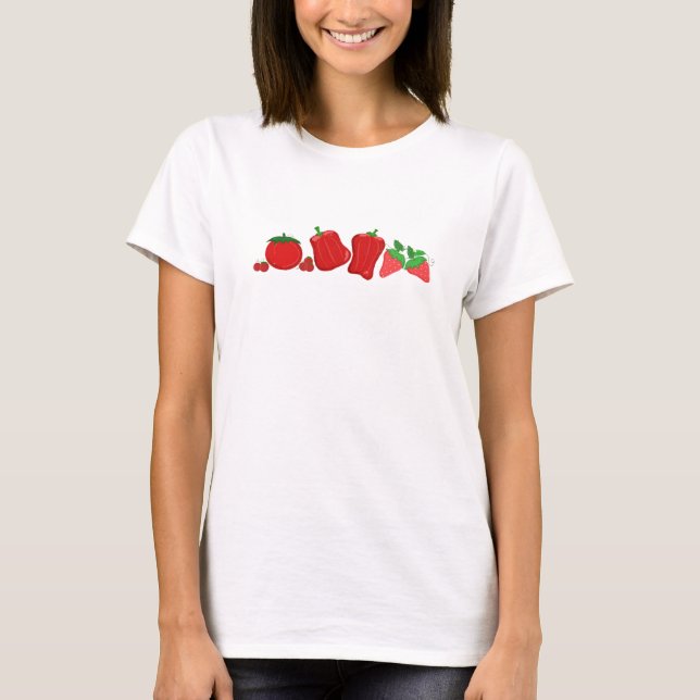 Fruits and Vegetables in the Colour Red T-Shirt (Front)