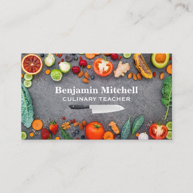 Fruits and Vegetables on Table Business Card (Front)