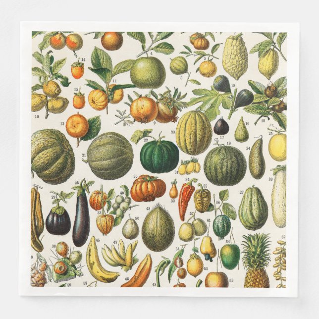 Fruits and Vegetables  Paper Dinner Napkins (Front)