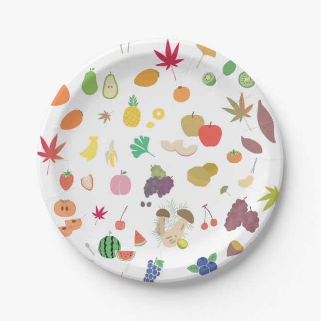 Fruits and Vegetables Print Paper Plates (Front)