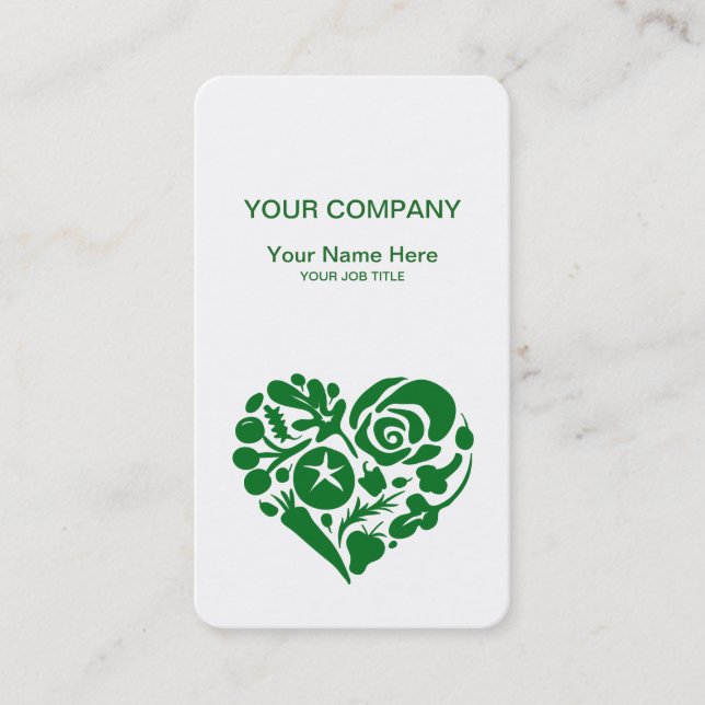Fruits and Vegetables Vegan Heart Business Business Card (Front)