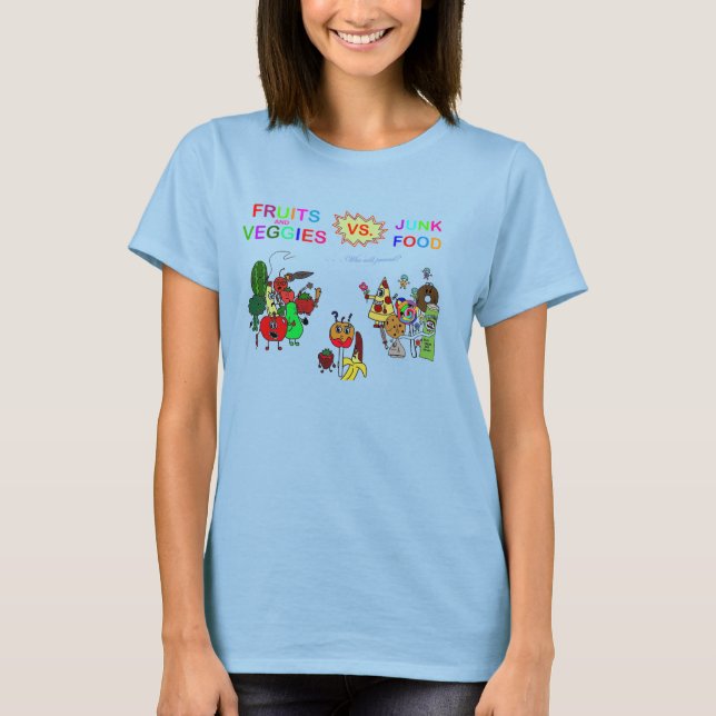 fruits and veggies vs. junk food T-Shirt (Front)