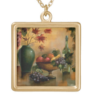 Fruits and Wine with Autumn Hues Gold Plated Necklace