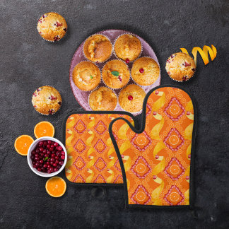 Fruits and zest orange oven mitt & pot holder set