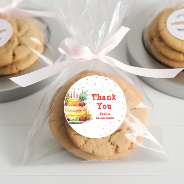 Fruits Birthday cake birthday Classic Round Sticker (Creator Uploaded)