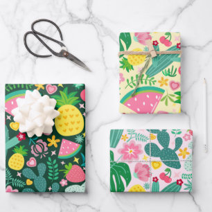 Fruits & Cactus Tropical Festival Wrapping Paper Sheets